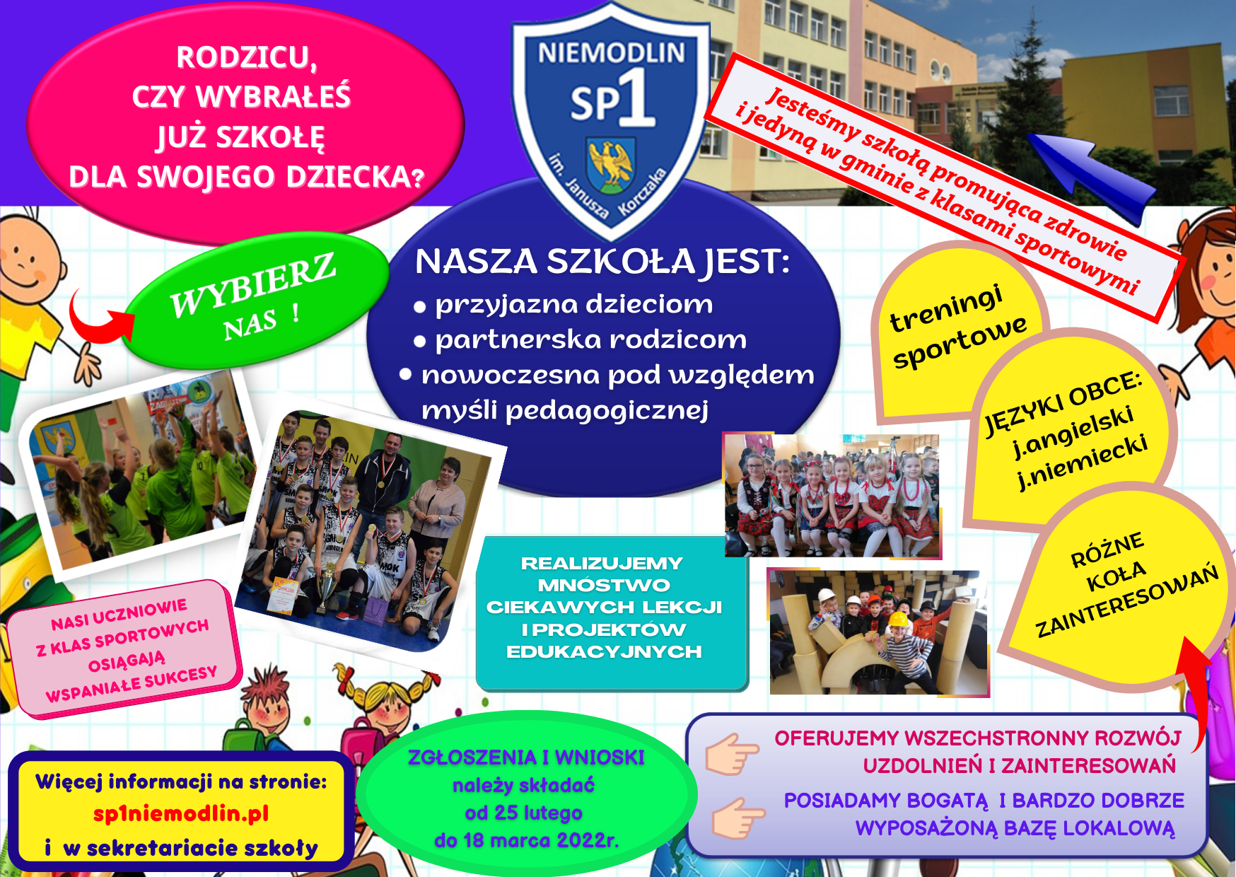 REKRUTACJA 2022 do klas I Szkoły Podstawowej Nr1 w Niemodlinie