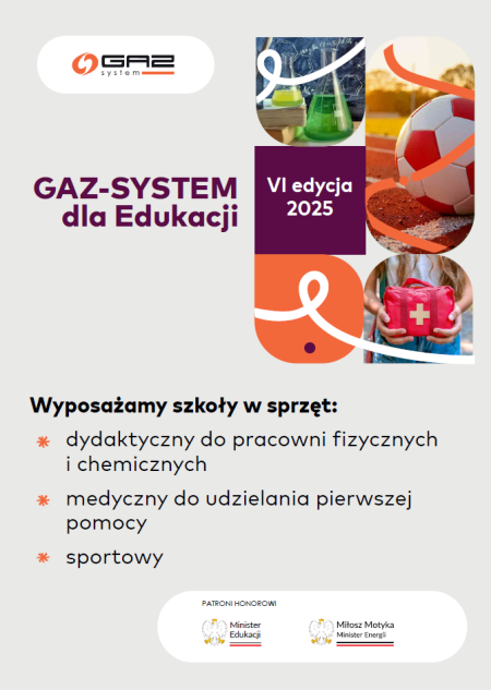 Nasza Szkoła bierze udział w programie „GAZ-SYSTEM dla Edukacji”