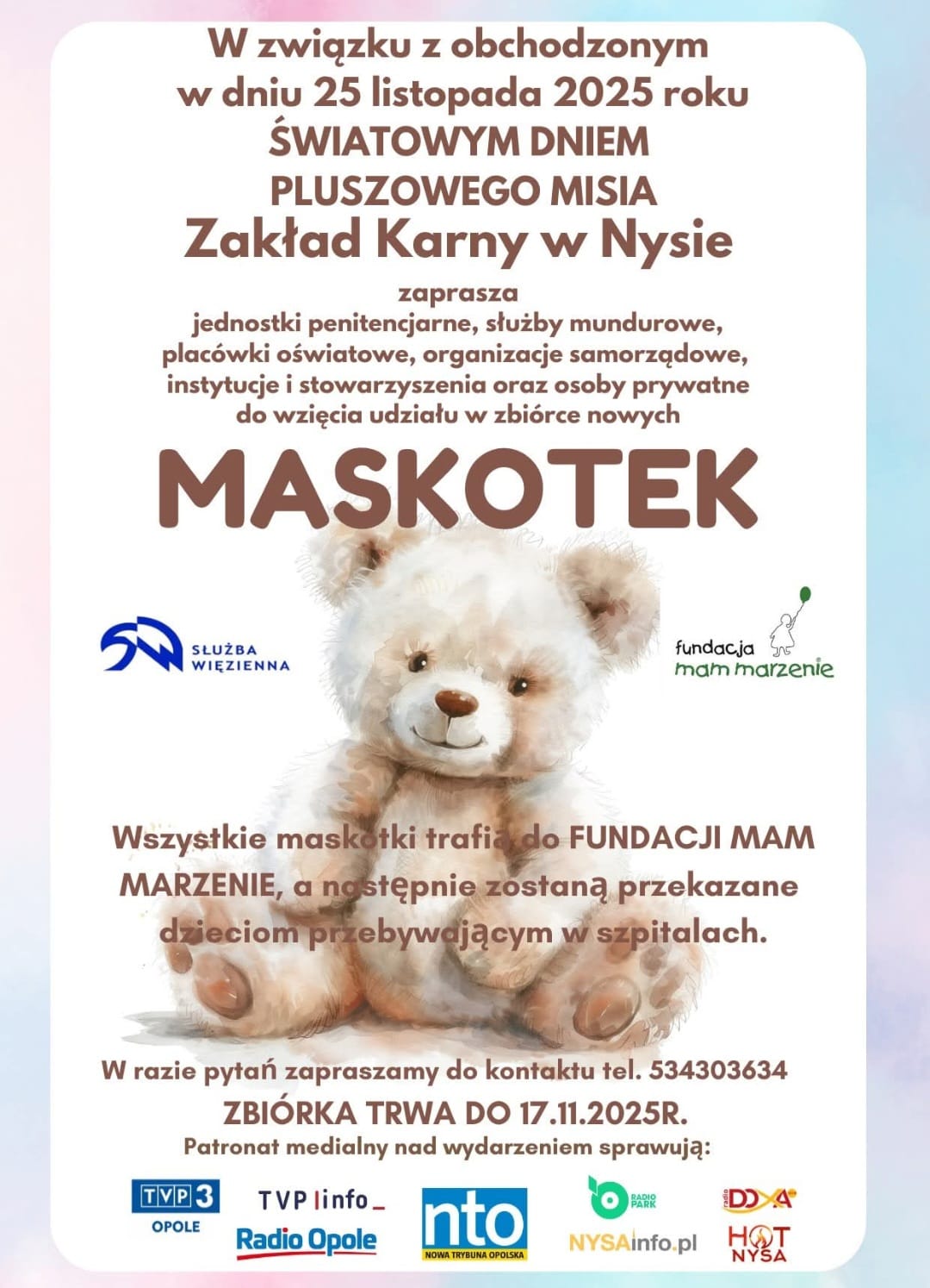 Dzień Pluszowego Misia- zbieramy nowe maskotki dla dzieci