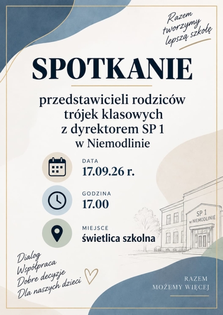 Zaproszenie na spotkanie przedstawicieli rodziców