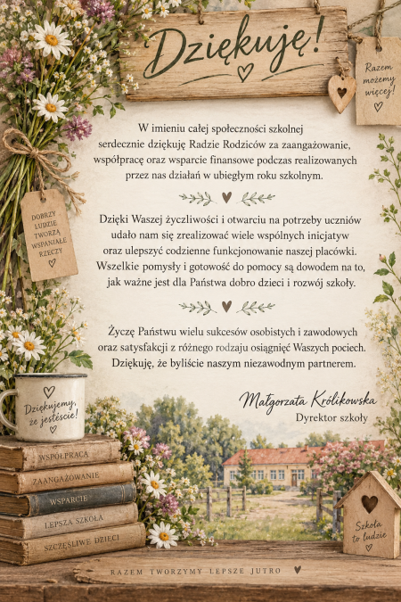 Podziękowania dla Rady Rodziców