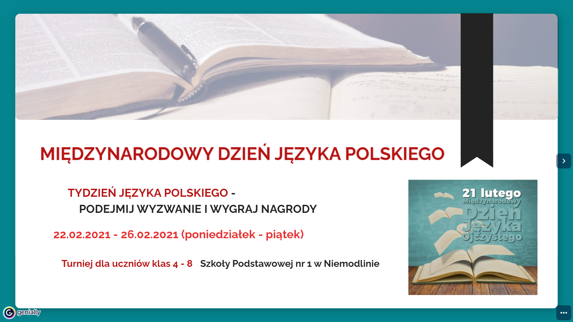 Zaproszenie do szkolnego turnieju z języka polskiego
